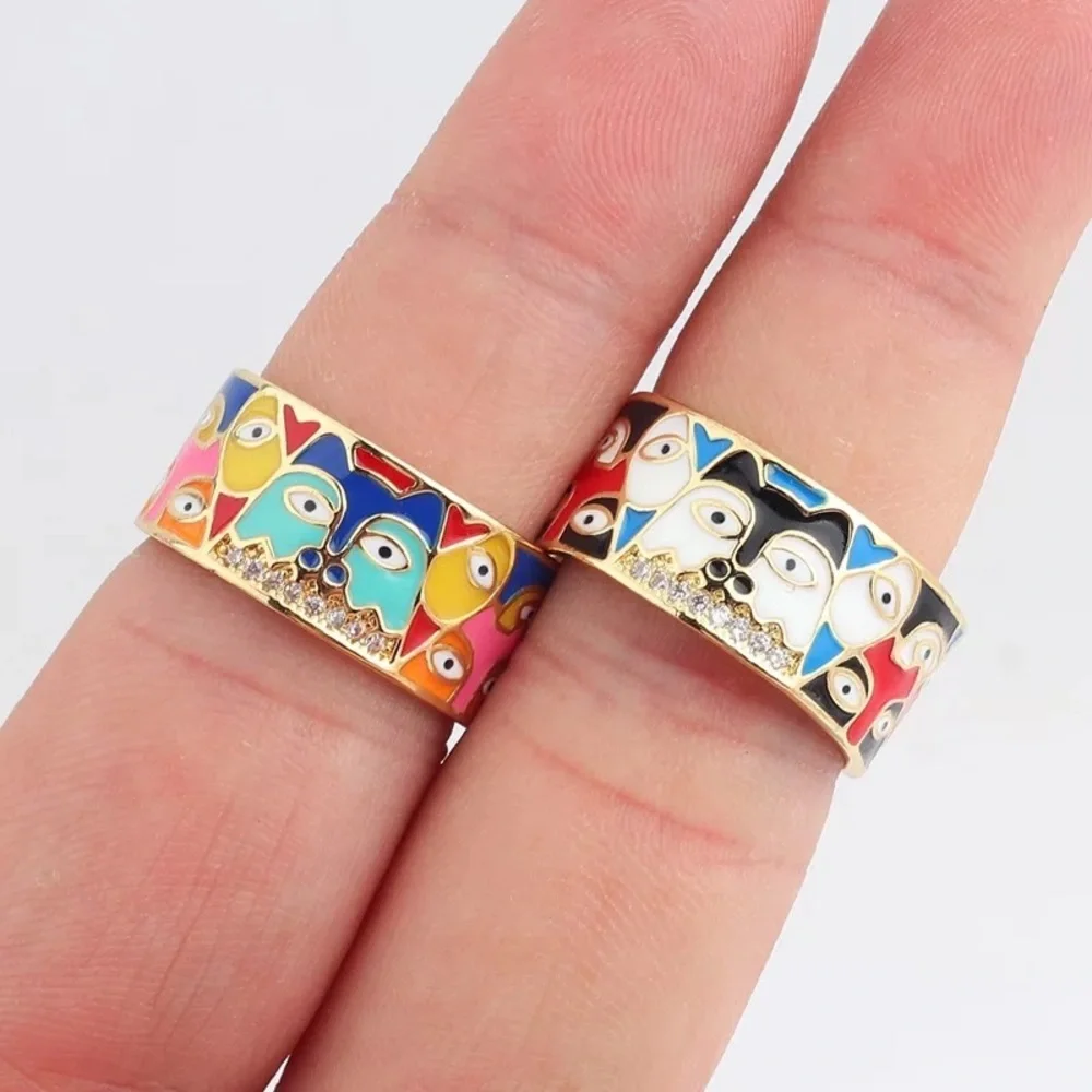 Anthro Gold Silver Enamel Boho Ornament Wide Earri - Picture 4 of 14